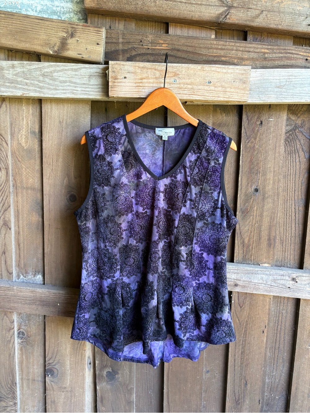 Vintage Whimsigoth Purple Tie Dye Mandala Sleeveless Top
